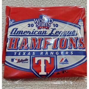 Vntg Texas Rangers Shirt Mens Large Majestic 2010 American League Champions MLB